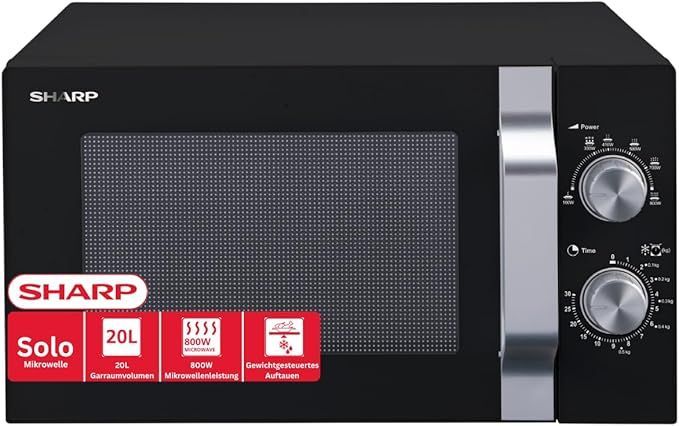 Sharp R204BA Microwave Solo, 20 L, 800 W, Black