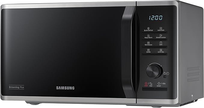 Samsung MG23K3515AS Mikrowelle mit Grill, 23 L, 800 W, Schwarz/Silber