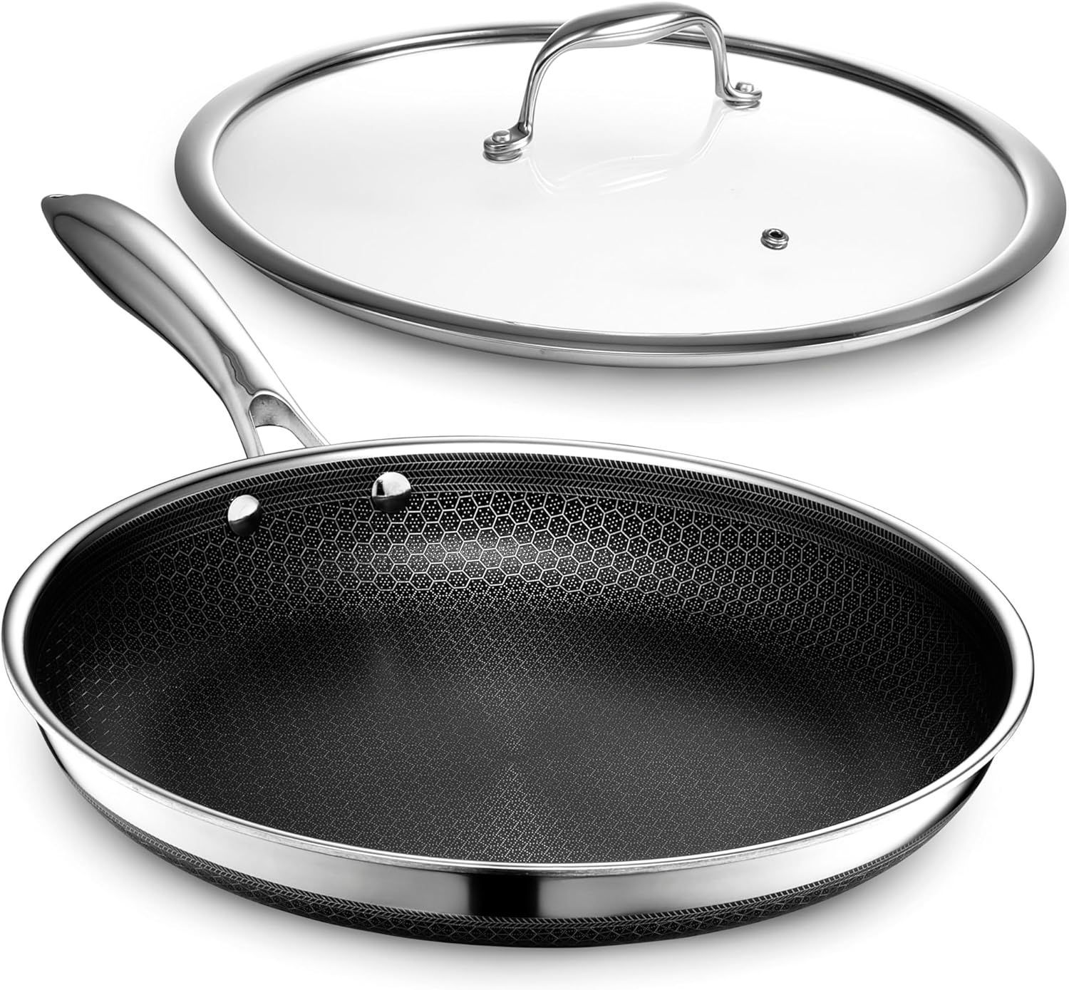 HexClad 12" Hybrid Frying Pan Stainless Steel