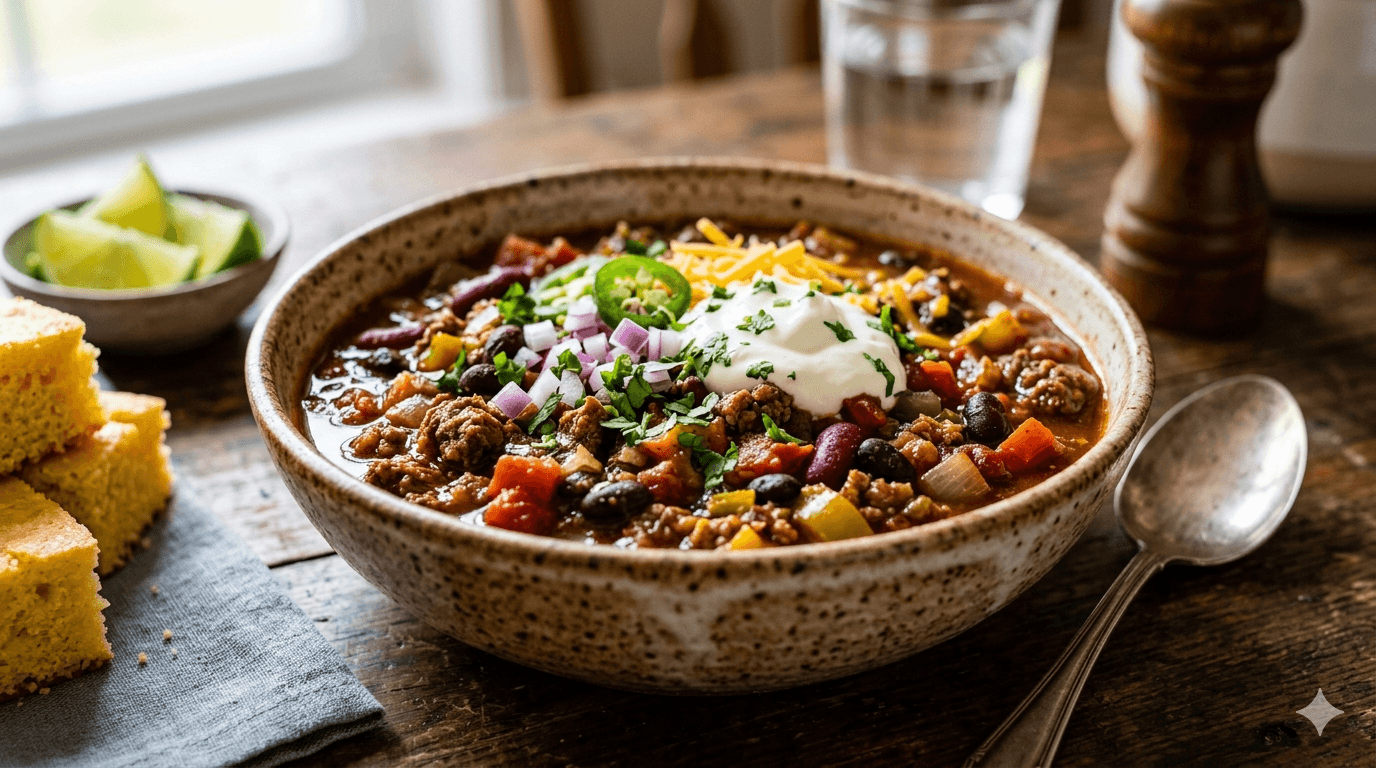Spicy beef chili with beans